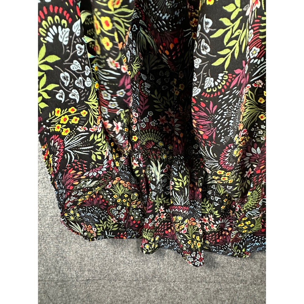 Baltic Born Lena Tiered Midi Dress Floral Black XS Cottagecore Wedding Guest - Picture 12 of 13